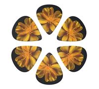 Guitar Picks 6 Pcs Romantic Yellow Flower Print Guitar Plectrums for Bass Electric Acoustic Guitars Ukulele