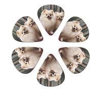 Guitar Picks 6 Pcs Short-Haired Pomeranian Dog Print Guitar Plectrums for Bass Electric Acoustic Guitars Ukulele