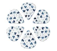 Guitar Picks 6 Pcs Simple Blue Heart Shape Print Guitar Plectrums for Bass Electric Acoustic Guitars Ukulele