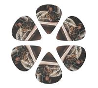 Guitar Picks 6 Pcs Sleeping Cat Print Guitar Plectrums for Bass Electric Acoustic Guitars Ukulele
