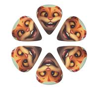 Guitar Picks 6 Pcs Smiling Cartoon Cat Print Guitar Plectrums for Bass Electric Acoustic Guitars Ukulele