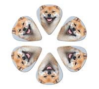 Guitar Picks 6 Pcs Smiling Shiba Inu Print Guitar Plectrums for Bass Electric Acoustic Guitars Ukulele