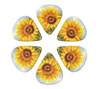 Guitar Picks 6 Pcs Sunflower Print Guitar Plectrums for Bass Electric Acoustic Guitars Ukulele