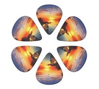 Guitar Picks 6 Pcs Sunset scenery Print Guitar Plectrums for Bass Electric Acoustic Guitars Ukulele