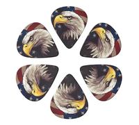 Guitar Picks 6 Pcs USA Flag and Eagle Print Guitar Plectrums for Bass Electric Acoustic Guitars Ukulele