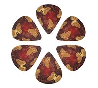 Guitar Picks 6 Pcs Valentine Hearts Golden Butterfly Print Guitar Plectrums for Bass Electric Acoustic Guitars Ukulele