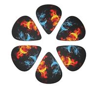 Guitar Picks 6 Pcs Water and Fire Print Guitar Plectrums for Bass Electric Acoustic Guitars Ukulele