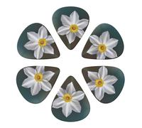 Guitar Picks 6 Pcs White daffodil Print Guitar Plectrums for Bass Electric Acoustic Guitars Ukulele