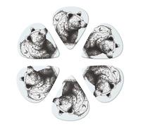 Guitar Picks 6 Pcs Wildlife Hand Drawn Bear Animal Print Guitar Plectrums for Bass Electric Acoustic Guitars Ukulele