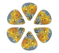 Guitar Picks 6 Pcs Yellow Daffodil Print Guitar Plectrums for Bass Electric Acoustic Guitars Ukulele