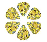 Guitar Picks 6 Pcs Yellow Lemon and Bee Print Guitar Plectrums for Bass Electric Acoustic Guitars Ukulele