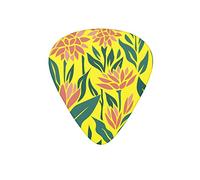 Guitar Picks Abstract Flowers Floral Geometry Yellow Guitar Pick for Electric Bass Guitar Acoustic Guitar Lovers Gift 12 Pack with Box