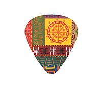 Guitar Picks Abstract Tribal Ancient Symbol Collage Colorful Guitar Pick for Electric Bass Guitar Acoustic Guitar Lovers Gift 12 Pack with Box