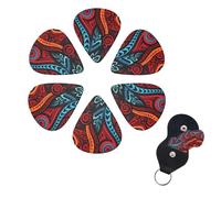 Guitar Picks Abstract Tribal Print Guitar Picks 6 Pack with Organizer Storage Box for Custom Guitars for Men Women Guitar Accessory Ukulele for Guitar