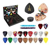 Guitar Picks Advent Calendar 2025, 24 Days Christmas Countdown, With 20 Celluloid & Wood Picks In Multiple Gauges, Gift for Guitar, Bass, Ukulele Lovers and Players (1 pcs)