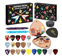 Guitar Picks Advent Calendars 2025, Guitar Player Christmas Countdown Calendar With 22 Picks And Pick Holder, Bass Ukulele Music Lover Gift (Black)