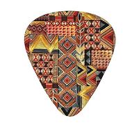 Guitar Picks African Textile Patchwork Print Ukulele Bass Electric Acoustic Guitars Thin Medium Heavy 12 Pack(0.46/0.71/0.96 Mm)
