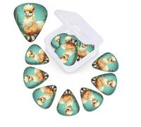 Guitar Picks Alpaca Print on Dark Background 12 Pack with Custom Organizer Storage Box Guitar Accessories Ukulele for Acoustic Guitar Bass Gift