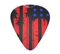 Guitar Picks American Thin Red Line Flag pattern Picks Medium 12 Pack with Box Special Guitar Plectrums Gift Set for Guitarist