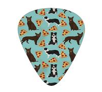 Guitar Picks,Australian Kelpie And Border Collies Pizza Dogs Cute For Acoustic Guitar, Electric Guitar, Bass,Ukulele Three Size(12 Pack)