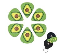 Guitar Picks Avocado Print Guitar Picks on Green Plate 6 Pack with Storage Box Organizer for Custom Guitars for Men Women Guitar Accessory Ukulele