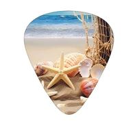 Guitar Picks Beach Seashells Starfish Sand Print 12 Pack Guitar Picks For Electric Acoustic Bass Guitar Ukelele