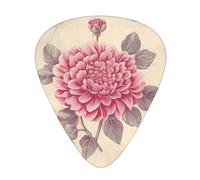 Guitar Picks Beautiful Vintage Pink Flower Print Ukulele Bass Electric Acoustic Guitars Thin Medium Heavy 12 Pack(0.46/0.71/0.96 Mm)