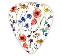 Guitar Picks Beautiful Watercolor Poppy Cornflower Chamomile With Flowers Guitar Picks 12 Packs - Variety Guitar Picks Plectrums