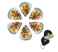 Guitar Picks Bee Print Guitar Picks 6 Pack with Storage Box Organizer for Custom Guitars for Men Women Guitar Accessory Ukulele for Guitar