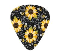 Guitar Picks Bee Sunflower Print Guitar Picks 12 Pcs Electric Guitar Picks Ukulele Accessory Gift for Girls