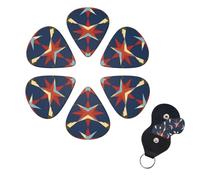 Guitar Picks Big Star Arrow Print Guitar Picks 6 Pack with Organizer Storage Box for Custom Guitars for Men Women Guitar Accessory Ukulele