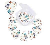 Guitar Picks Birds Butterfly Print Guitar Picks 12 Pack with Organizer Storage Box Guitar Accessories Ukulele for Acoustic Guitar Bass Gift of the Day