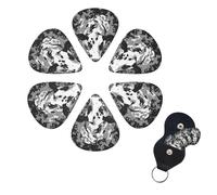 Guitar Picks Black and White Cow Print Guitar Picks 6 Pack with Organizer Storage Box for Custom Guitars for Men Women Guitar Accessory Ukulele for