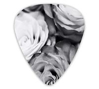 Guitar Picks Black and White Rose 12 Pieces Ukulele Picks Including 0.46 mm 0.71 mm 0.96 mm