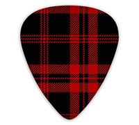 Guitar Picks Black Red Tartan Plaid Scottish Premium Picks Sampler Unique Guitar Gift (12 Count)