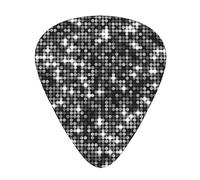 Guitar Picks,Black Silver Sequins Sparkling Elegant Pattern For Acoustic Guitar, Electric Guitar, Bass,Ukulele Three Size(12 Pack)