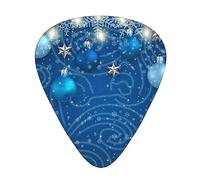Guitar Picks Blue Balls Silver Stars Printed 12 Pack Thin Medium Heavy Guitar Plectrums Guitar Accessories With Storage Box