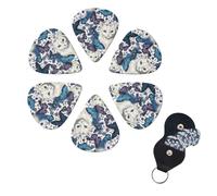 Guitar Picks Blue Butterfly and White Cat Print Guitar Picks 6 Pack with Organizer Storage Box for Custom Guitars for Men Women Guitar Accessory Ukulele