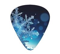 Guitar Picks Blue Christmas Snowflake Print 12 Pack Thin Medium Heavy Guitar Plectrums Guitar Accessories With Storage Box