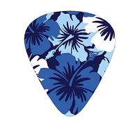 Guitar Picks Blue Hibiscus Printed 12 Pack Thin Medium Heavy Guitar Plectrums Guitar Accessories For Bass, Guitars With Storage Box