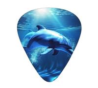 Guitar Picks Blue Ocean Dolphin Print 12 Pack Thin Medium Heavy Guitar Plectrums Guitar Accessories For Bass, Guitars With Storage Box