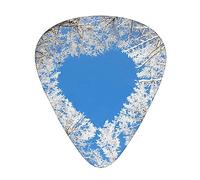 Guitar Picks Blue Sky Winter Tree Printed 12 Pack Thin Medium Heavy Guitar Plectrums Guitar Accessories For Bass, Guitars With Storage Box
