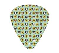 Guitar Picks,Border Collie Sunflower For Acoustic Guitar, Electric Guitar, Bass,Ukulele Three Size(12 Pack)