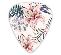 Guitar Picks Bouquet With Pink Lilies And Dark Blue Leaves Premium Picks Sampler 12 Packs - Variety Guitar Picks Plectrums