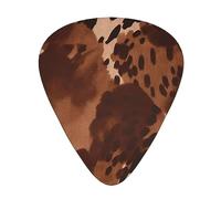 Guitar Picks Brown Cowhide Art Print 12 Pack Thin Medium Heavy Guitar Plectrums Guitar Accessories For Bass, Guitars With Storage Box