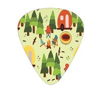 Guitar Picks,Camping Scene Caravan Chair Fire Park Outdoor Camp For Acoustic Guitar, Electric Guitar, Bass,Ukulele Three Size(12 Pack)