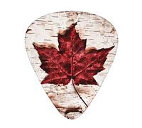 Guitar Picks Canada Maple Leaf Printed 12 Pack Thin Medium Heavy Guitar Plectrums Guitar Accessories For Bass, Guitars With Storage Box