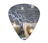 Guitar Picks Candle Winter Printed 12 Pack Thin Medium Heavy Guitar Plectrums Guitar Accessories For Bass, Guitars With Storage Box