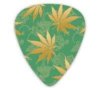 Guitar Picks Cannabis Marijuana Leaves Green Gold Premium Picks Sampler Unique Guitar Gift (12 Count)