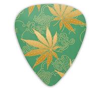 Guitar Picks Cannabis Or Marijuana Leaves In Green And Gold Premium Picks Sampler Unique Guitar Gift (12 Count)